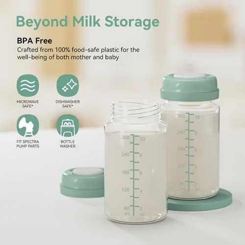 Miniatura 6 de Botella de almacenamiento de leche materna de 10 onzas, compatible con Momcozy Milk Cooler de 22 onzas y bombas Spectra, botellas de colección