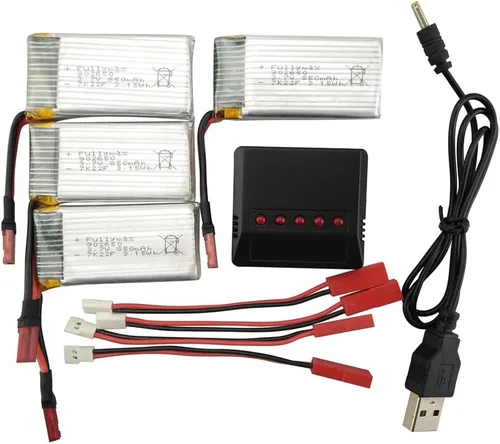 Accesorios de helicóptero 3.7 V 850 mAh batería de litio y 1 cargador para SYMA X56 X56W X54HW Piezas plegables de cuadricóptero RC Drone piezas (4