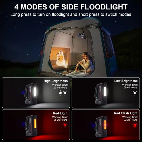 Miniatura 3 de Linterna LED recargable, linterna de camping portátil de 4800 mAh, 7 modos de luz e impermeable, proyector de mano súper brillante para emergencias