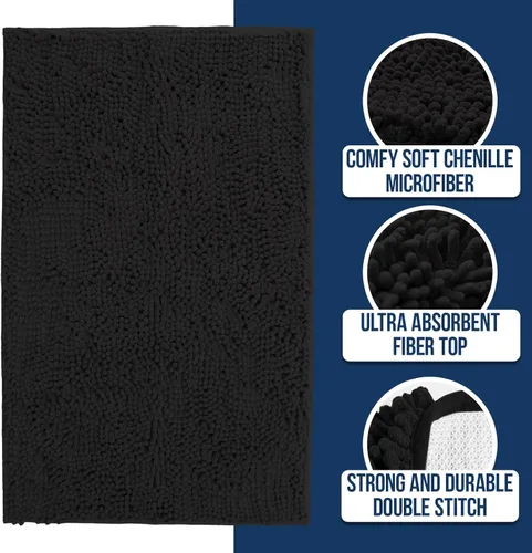 Miniatura 2 de Muddy Mat Alfombras de Baño de Chenilla de Microfibra de Secado Rápido Antideslizantes Lavables, Extra Gruesas, Suaves y Altamente Absorbentes