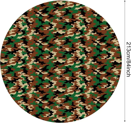 Miniatura 2 de Oudain Mantel de plástico de camuflaje de 3 piezas, mantel redondo de plástico desechable, fundas de mesa temáticas de camuflaje, decoraciones