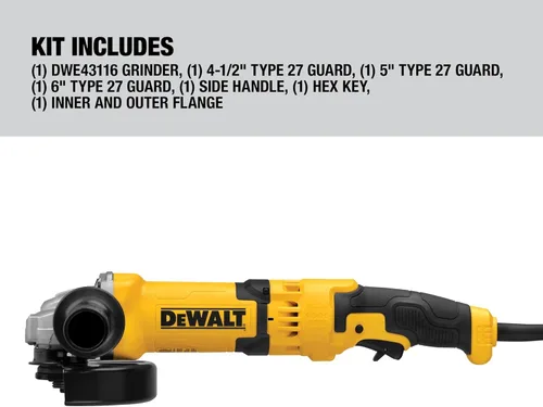 Miniatura 6 de DEWALT herramienta de pulido angular, 4-1/2 pulgadas a 5 pulgadas, interruptor de gatillo (DWE43116)
