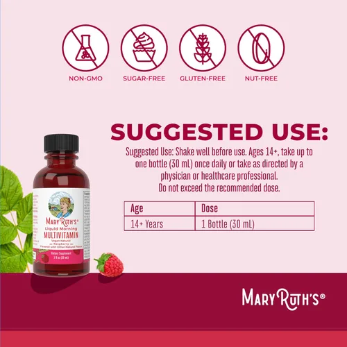 Miniatura 3 de MARYRUTH'S - Paquete de viaje multivitamínico líquido para la mañana Multivitamínico para hombres y mujeres Vitamina A C D E B6 B12 Biotina Zinc
