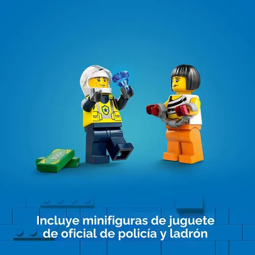 Miniatura 5 de LEGO Coche de policía de la ciudad y persecución de autos musculares, juguete de vehículo de emergencia para niños y niñas, regalo divertido