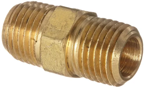 Anderson Metals 56122 Conector de tuberías hecho de latón, racor hexagonal, 1/4 pulgadas x 1/4 pulgadas, NPT macho.