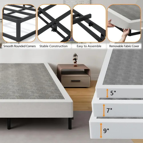 Miniatura 3 de Snaye - Base de somier de 7 pulgadas para cama individual, base de colchón de metal para somier de 1500 libras, montaje sin herramientas, sin ruidos