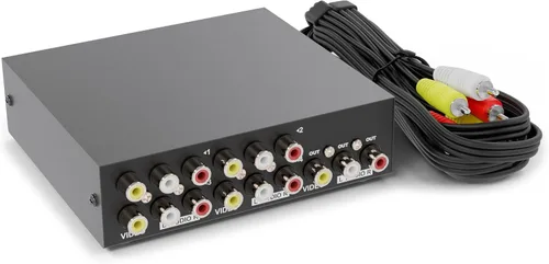 THE CIMPLE CO Kit de conmutador RCA de 4 vías, caja de interruptores A/V de 4 entradas/1 salida para video y audio compuestos, divisor e interruptor