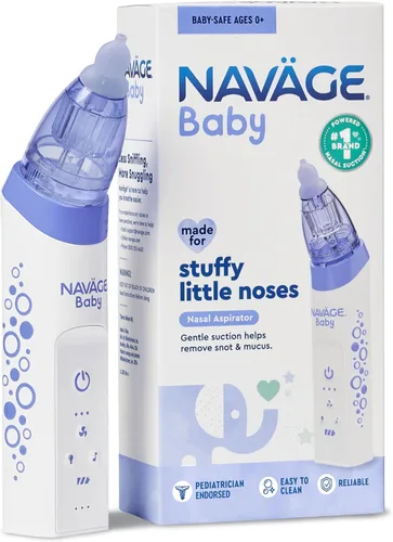 Navage Aspirador nasal para bebés – Aspirador nasal suave aprobado por pediatras para la congestión del bebé y nariz tapada – Lechón de nariz para