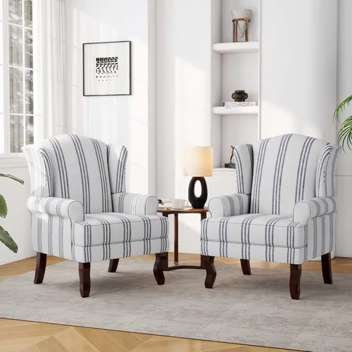 Miniatura 21 de Silla decorativa, sillón tapizado con respaldo alto con esponja de alta resistencia y patas de madera, sillas individuales modernas y cómodas de Un
