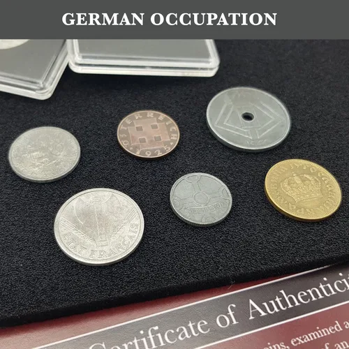 Miniatura 4 de Moneda Mundial de la Segunda Guerra Mundial - 6 monedas utilizadas durante la Segunda Guerra Mundial por los alemanes en los territorios que