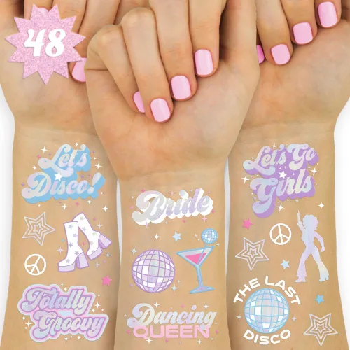 Miniatura 10 de xo, Fetti Tatuajes temporales de despedida de soltera – 42 estilos de lámina dorada Decoración de despedida de soltera glamping, accesorio