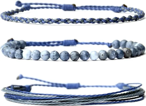 Miniatura 69 de Pulsera curativa hecha a mano con cuentas de piedra natural, regalo para hombres, pulsera de cuerda ajustable