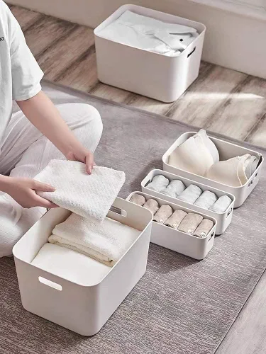Miniatura 2 de Juego de 3 contenedores de almacenamiento de plástico, organización y almacenamiento versátil de despensa de cocina, para contenedores de Blanco