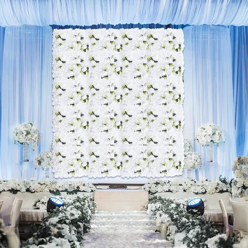 Miniatura 2 de 6 paneles de pared de flores artificiales, telón de fondo floral de 24 x 16 pulgadas, decoración de pared de flores, panel de fondo de pared