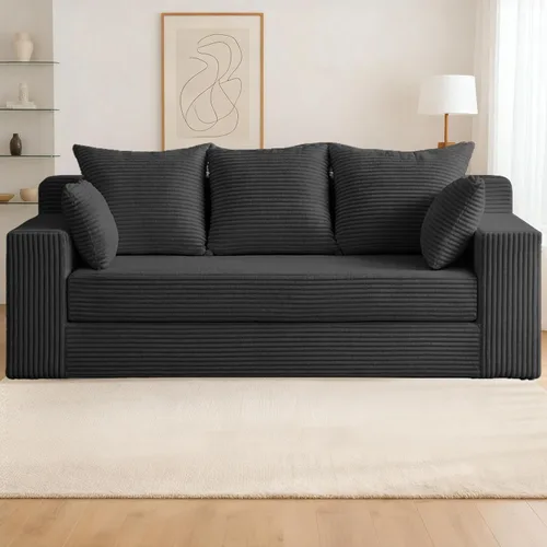 Miniatura 11 de cidludto Sofá cama convertible 3 en 1, sofá cama plegable plegable – Sofá cama sin hueso y futón en el suelo, sofá cama extraíble de pana con 4 Gris