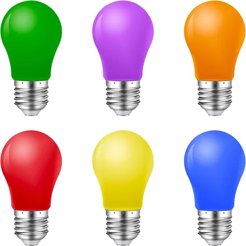 Bombilla LED de color de 1 W, bombillas de colores E26/E27 K45, bombillas LED multicolor, rojo, amarillo, azul, verde, naranja, morado, para
