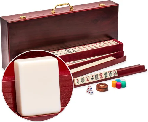 Miniatura 10 de Juego de Mahjong americano con 166 fichas con repisa. Clásico.