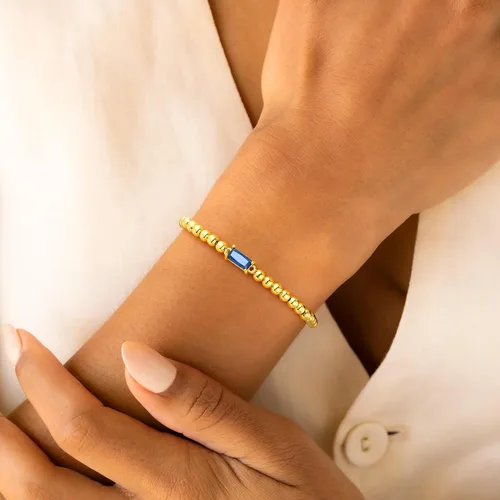 Miniatura 8 de Yoosteel Pulsera delicada con piedra natal para mujer, pulseras elásticas chapadas en oro de 14 quilates, joyería de cumpleaños de amistad de moda