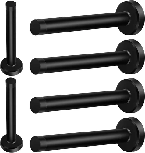 Miniatura 10 de Topes de puerta, tope de puerta de 6 pulgadas de largo, montaje en pared, resistente y rígido, de acero inoxidable cepillado con puntas de plateado