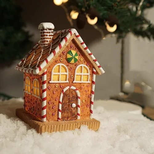 Miniatura 8 de Adornos de figura abstracta de la casa de campo de jengibre sintético, resina luminiscente moderna para el hogar, sala de estar, estantería