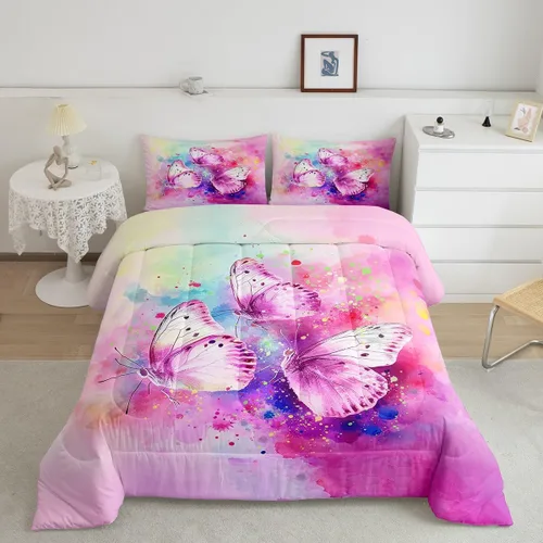 Miniatura 18 de Erosebridal Juego de ropa de cama de calavera gótica, flores mandala, mariposa hippie para niñas y niños, edredón de esqueleto de la muerte de Negro