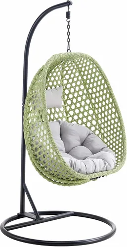 Miniatura 8 de Swining - Silla de huevo con soporte, sillas colgantes de mimbre de ratán para huevos, silla columpio para patio con cojín resistente a los rayos
