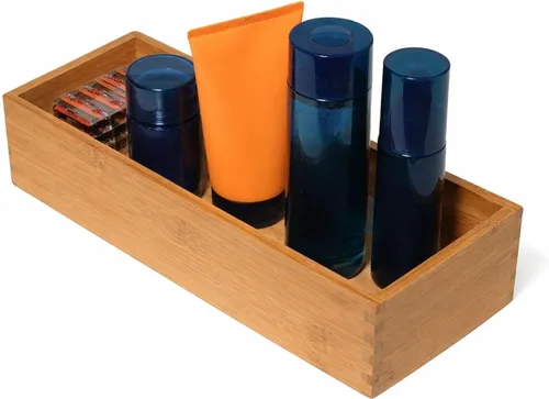 Miniatura 4 de Lipper International Caja de almacenamiento de madera de bambú para utensilios de cocina, maquillaje o suministros de oficina, 5 x 12 x 3 pulgadas