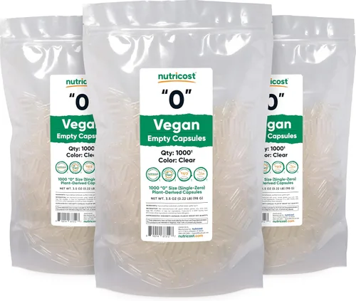 Miniatura 4 de Nutricost Cápsulas vacías tamaño 0 veganas – 1,000 cápsulas transparentes vacías a base de plantas – Certificado Kosher, certificado Halal, sin OMG