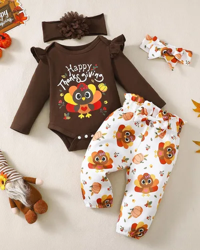 Miniatura 90 de SUNNY PIGGY Ropa para bebé recién nacida, con volantes, mameluco de algodón floral, conjunto de pantalones de algodón para niñas