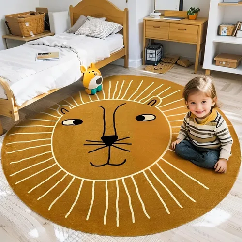 Miniatura 12 de USTIDE Alfombra de juego grande de león de 5.2 pies, alfombra de aprendizaje súper suave del alfabeto, alfombra redonda antideslizante