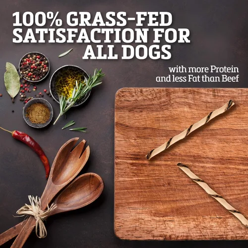 Miniatura 3 de Buffalo Range Golosinas para perros sin cuero crudo – Giros naturales de cecina hechos con búfalo alimentado con pasto – Sabor ahumado de nogal