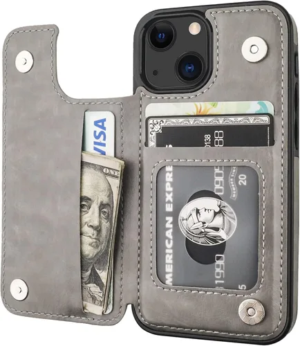 Miniatura 9 de ONETOP - Funda tipo cartera compatible con iPhone 13 Mini con soporte para tarjetas, funda de piel sintética con ranuras para tarjetas, doble cierre