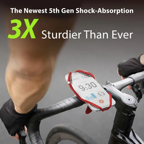 Miniatura 3 de Bone Bike Tie 5, soporte de teléfono celular para manillar, soporte de silicona sin arañazos con diseño antideslizante y absorbente de golpes, Negro