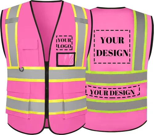 Miniatura 6 de Chaleco de seguridad reflectante de alta visibilidad con 5 bolsillos y cremallera clase 2 para adultos, unisex, ropa de trabajo de seguridad