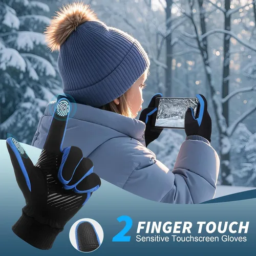 Miniatura 4 de Sukeen Guantes de invierno para niños, antideslizantes para pantalla táctil, guantes de ciclismo para niños y niñas, guantes ligeros para correr