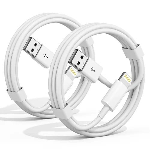 Cable de Apple CarPlay para automóvil, paquete de 2 cables de carga de iPhone de 3 pies [certificado Apple MFi], cable USB a Lightning de carga