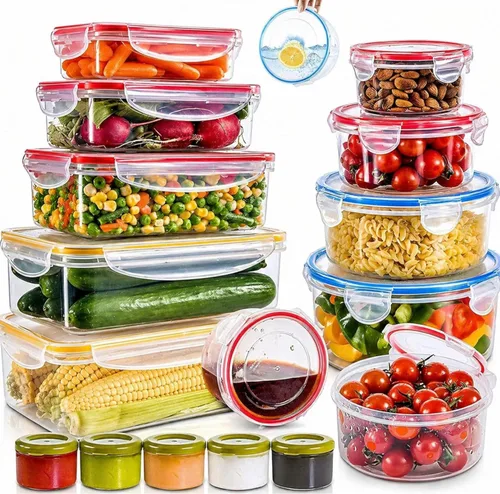 Miniatura 8 de RFAQK 48 recipientes de almacenamiento para congelador con tapas, recipientes de plástico para preparación de comidas, recipientes para congelador