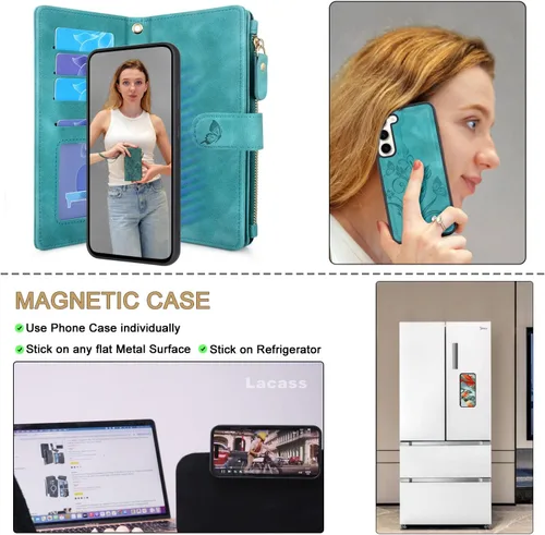 Miniatura 3 de Funda compatible con Samsung Galaxy S23 5G 2023, [12 ranuras para tarjetas] Soporte para dinero en efectivo para tarjetas de identificación, Floral