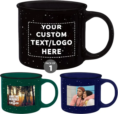 Miniatura 19 de DISCOUNT PROMOS Tazas de café personalizadas de cerámica para fogata, 13 onzas, juego de 10/50/100, paquete personalizado a granel, perfecto