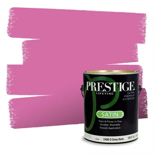 Miniatura 157 de Prestige Paints Pintura exterior e imprimación en uno, 1 galón, plano, coincidencia comparable de Valspar* Amber Rose*