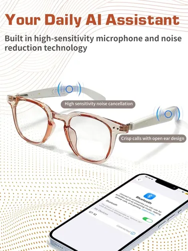Miniatura 7 de Gafas Bluetooth para mujeres y hombres con Bluetooth 5.4, gafas de traducción con bloqueo de luz azul y lentes de cambio de color, asistente de voz