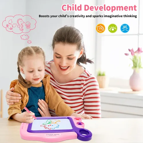 Miniatura 2 de Tablero magnético de juguetes para niños pequeños, tablero de dibujo magnético para niños pequeños, grabado de tamaño de viaje, escritura, pintura