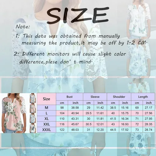 Miniatura 5 de Camisas para mujer, a la moda, blusas de talla extragrande con estampado floral para mujer, cuello en V, manga corta, cómodas y elegantes