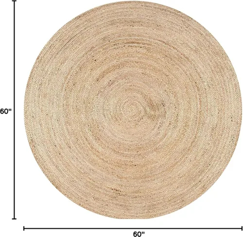 Miniatura 2 de Alfombra redonda 100% yute de 5 pies, fibras naturales, diseño trenzado, alfombra tejida a mano, decoración del hogar para sala de estar, pasillos