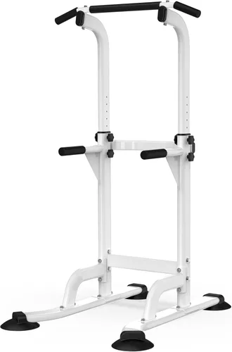 DONIUZ Torre de Potencia Barra de Dominadas y Estación de Fondos, Gimnasio Multifuncional para Casa, Equipo de Entrenamiento de Fuerza, Altura Blanco