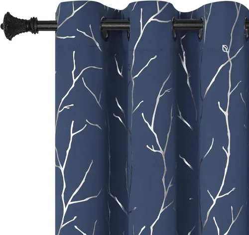 Miniatura 48 de BUHUA - Cortinas opacas blancas, cortinas plateadas, juego de 2 paneles de cortinas con ojales para dormitorio, elegante tratamiento de ventana