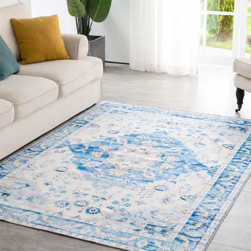 Miniatura 26 de Syalife 6x9 Alfombra Lavable para Área, Ultra Suave Antideslizante, Pila Baja, Alfombra Vintage Resistente a Manchas para Sala de Estar, Alfombra