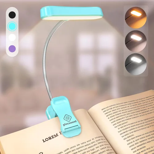 Miniatura 9 de Glocusent - Luz de libro horizontal ET-Head para leer en la cama, cuidado para los ojos, CRI 95, 3 colores y 5 niveles de brillo, luz de lectura