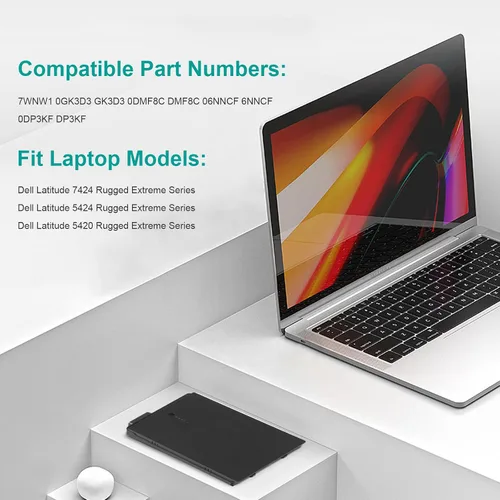 Miniatura 8 de 7WNW1 GK3D3 - Batería para portátil compatible con Dell Latitude 5424 5420 Rugged 7424 Extreme P85G P86G P137G P137G001 P137G002 P85G001 P86G001