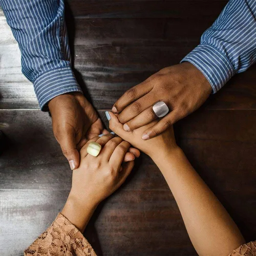 Miniatura 3 de Anillos de oro y plata para mujer, anillos gruesos chapados en oro, anillos cuadrados de metal ancho, joyería de disfraz de cóctel